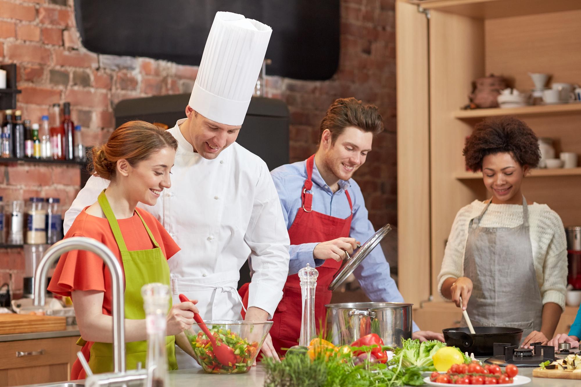chef leading a small kitchen workshop