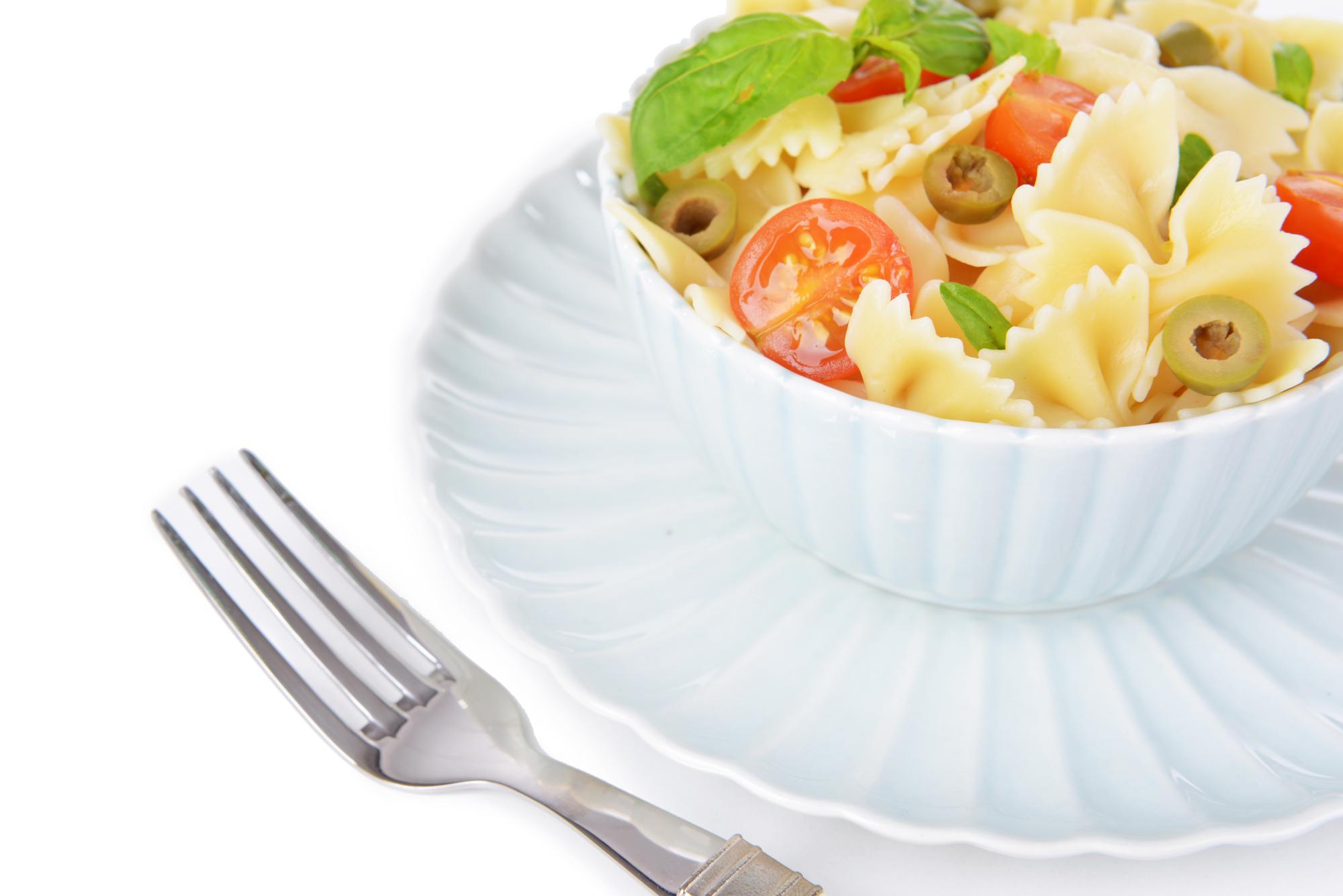 weeknight pasta plated with garnish